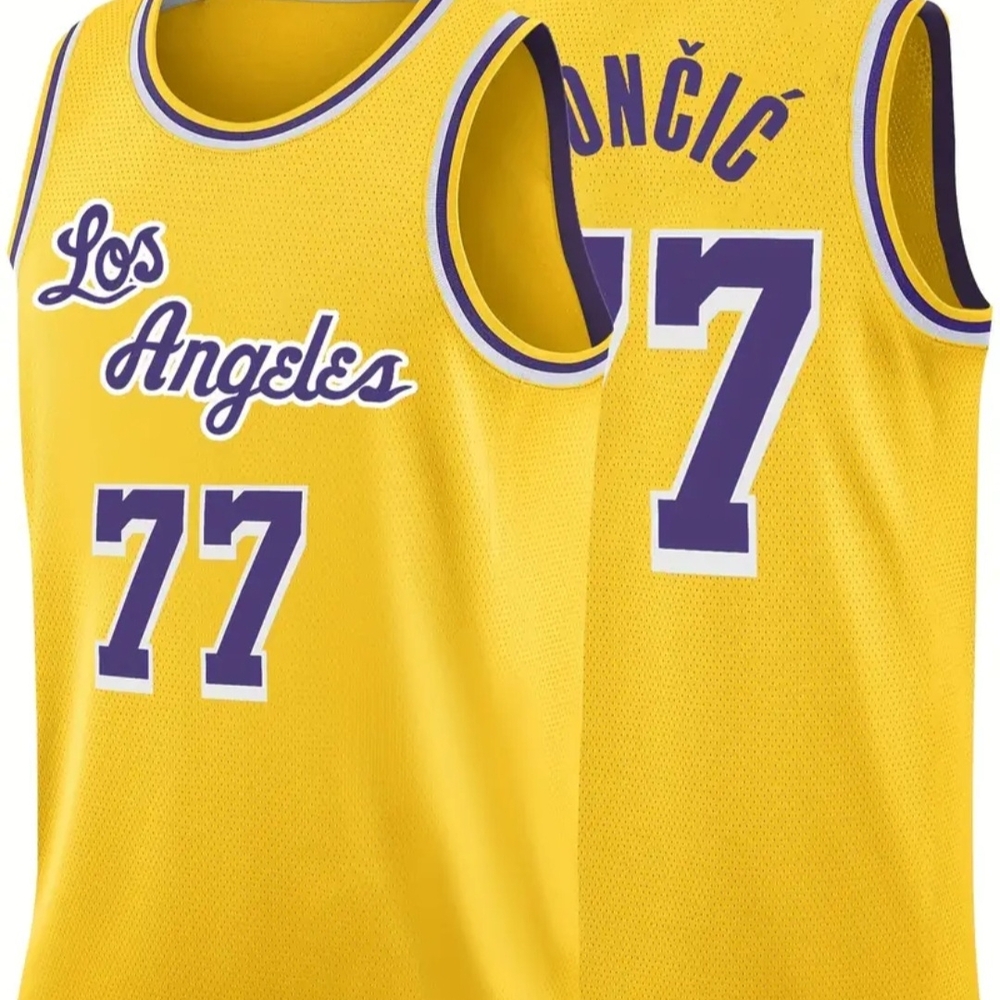 Luka Doncic Los Angeles Lakers Yellow Basketball Jersey SIZE XL ... BRAND NEW - Picture 5 of 12
